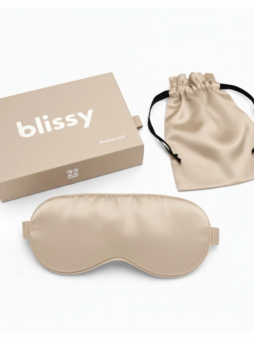 Blissy 100% Mulberry Silk Sleep Mask - Champagne